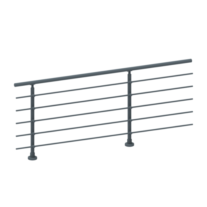 ECO Round Anthracite, Garde-corps 5 tubes, fixation à plat