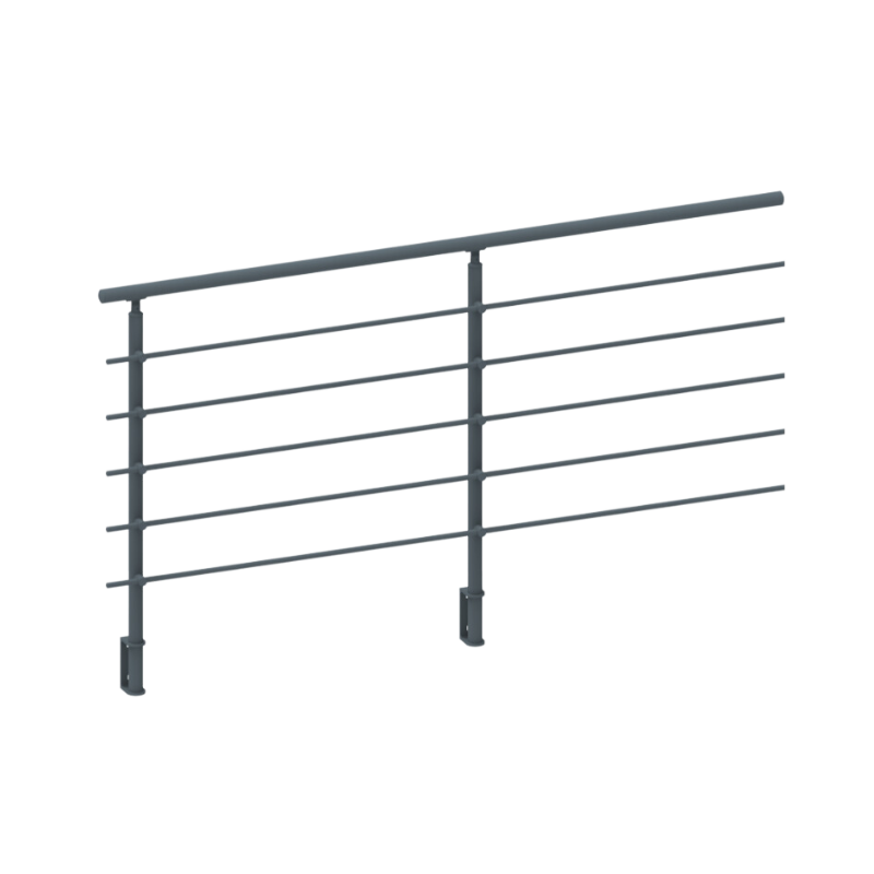 ECO Round Anthracite, Garde-corps 5 tubes, fixation latérale