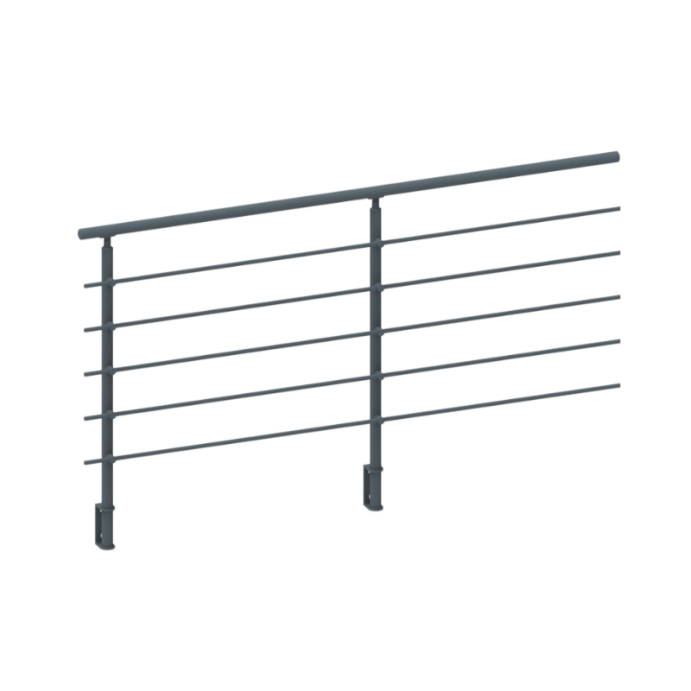 ECO Round Anthracite, Garde-corps 5 tubes, fixation latérale