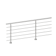ECO Round Gris Inox, Garde-corps 5 tubes, fixation à plat