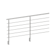 ECO Round Gris Inox, Garde-corps 5 tubes, fixation latérale