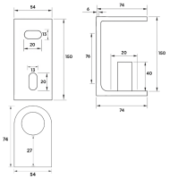 ECO Round Anthracite, Poteau plexiglass, fixation latérale