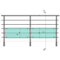 FIVE Railing Anthracite, Garde-corps plexi 5 tubes, fixation latérale