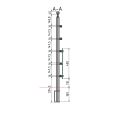 FIVE Railing Gris Inox, Garde-corps plexi 5 tubes, fixation latérale