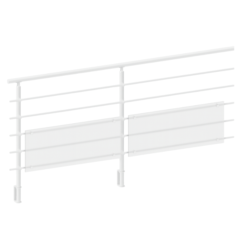 FIVE Railing Blanc, Garde-corps plexi 5 tubes, fixation latérale