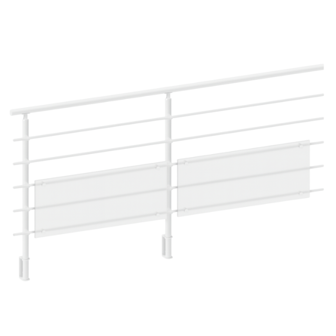 FIVE Railing Blanc, Garde-corps plexi 5 tubes, fixation latérale