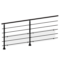 FIVE Railing Noir, Garde-corps plexi 5 tubes, fixation à plat