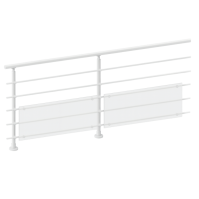 FIVE Railing Blanc, Garde-corps plexi 5 tubes, fixation à plat