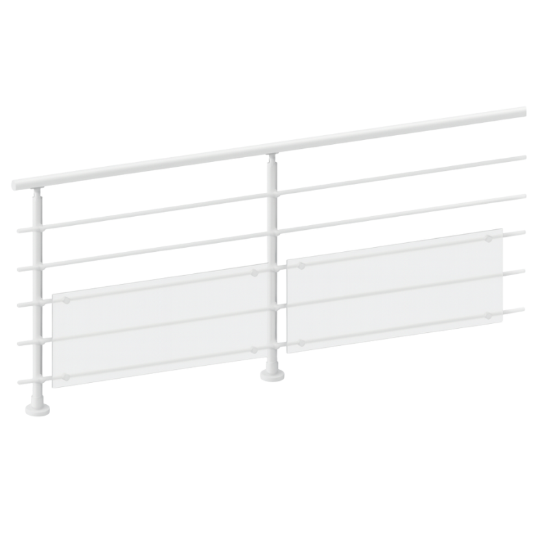 FIVE Railing Blanc, Garde-corps plexi 5 tubes, fixation à plat