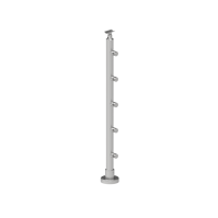 ECO Round Gris Inox, Poteau 5 tubes, fixation à plat 