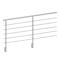ECO Round Gris Inox, Garde-corps 5 tubes, fixation latérale