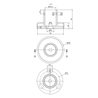 ECO Round Gris Inox, Garde-corps 5 tubes, fixation à plat 