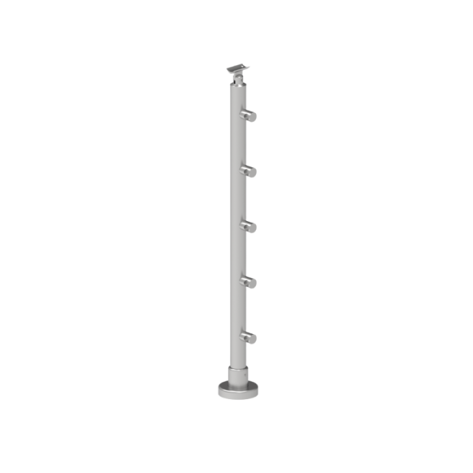 ECO Round, Poteau garde-corps 5 tubes, fixation latérale ECO Round, Poteau garde-corps 5 tubes, fixation latérale