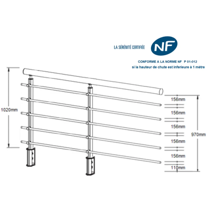 ECO Round, Garde-corps 5 tubes, fixation latérale ECO Round, Garde-corps 5 tubes, fixation latérale