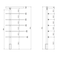 ECO Round, Poteau garde-corps 5 tubes, fixation à plat