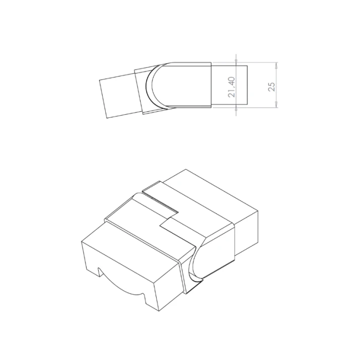 ECO/ELEGANT Square, Coude articulé pour main-courante (Escalier)