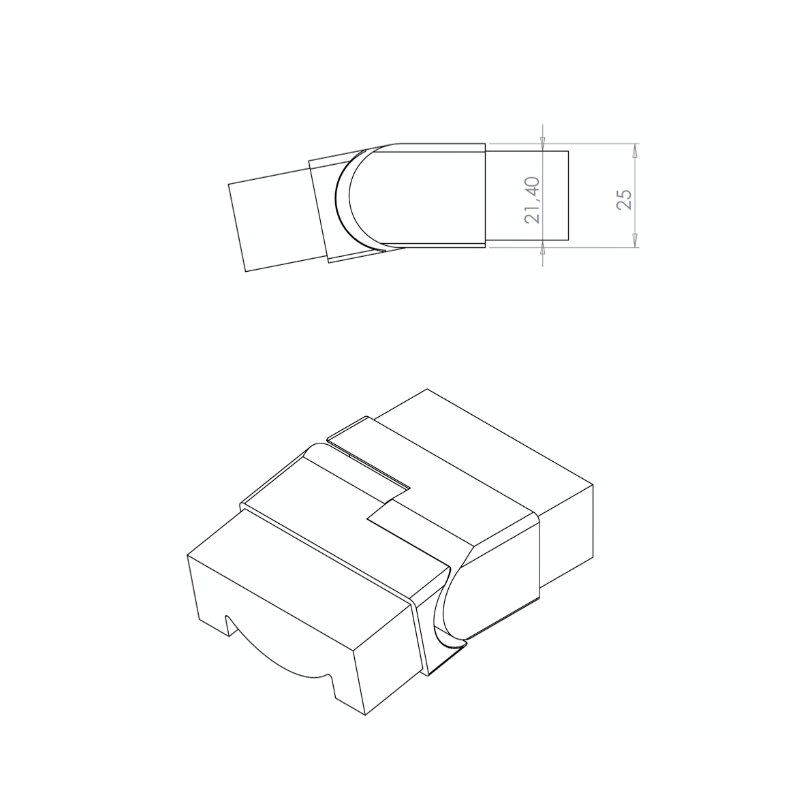 ECO/ELEGANT Square, Coude articulé pour main-courante (Escalier)