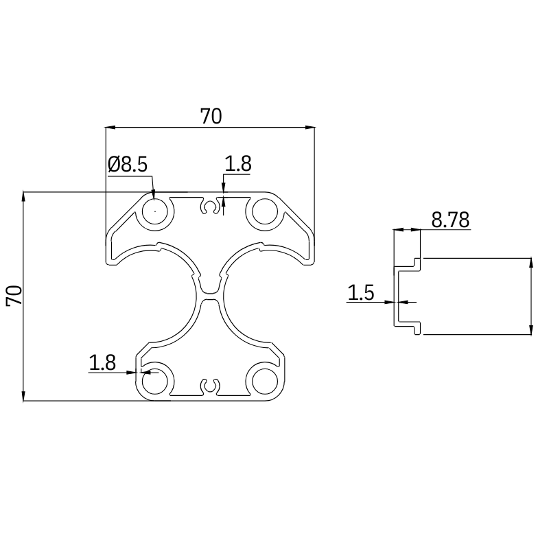 MCFENCE Anthracite, Poteau clôture multiangle à platine [H 0.95m]