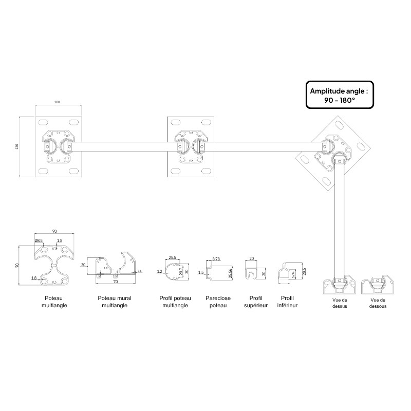 MCFENCE Anthracite, Clôture aluminium persienne à sceller [H 1.40 m]