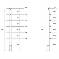 ECO Round Anthracite, Garde-corps 5 tubes, fixation latérale