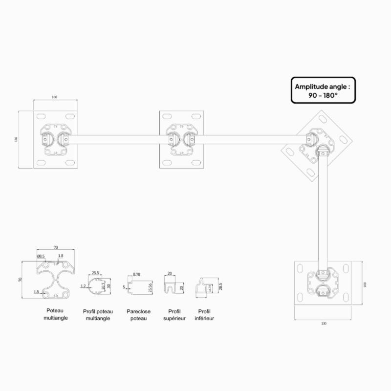 MCFENCE Anthracite, Clôture aluminium pleine à platine [H 1.85 m]