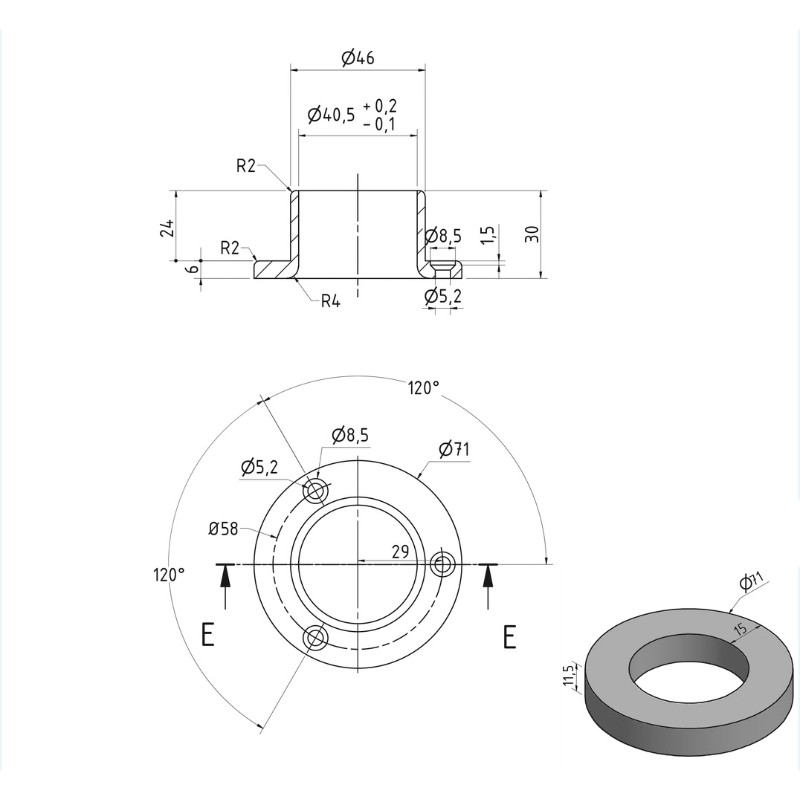 Platine murale Ø40 mm [Anthracite]