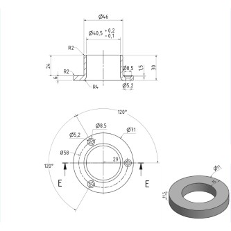 Platine murale Ø40 mm [Gris Inox]