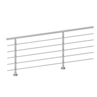 ECO Round, Garde-corps 5 tubes, fixation à plat