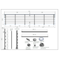 KIT 5 mètres Garde Corps Aluminium Gris Inoc