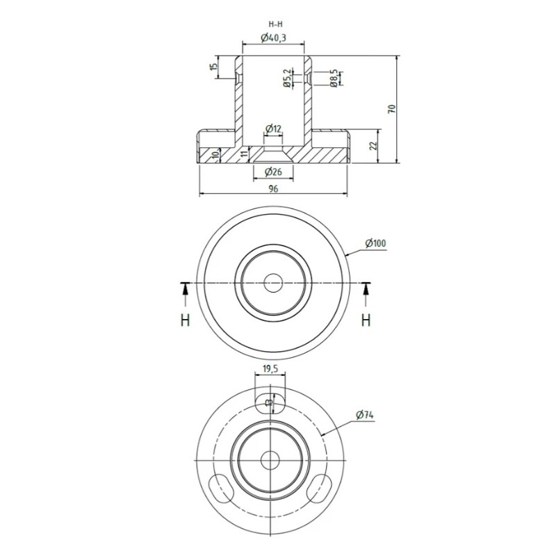 FIVE Railing Noir, Garde-corps 5 tubes, fixation à plat