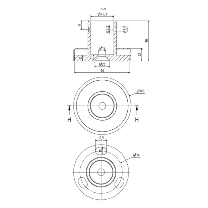 FIVE Railing Gris Inox, Garde-corps plexi 5 tubes, fixation à plat