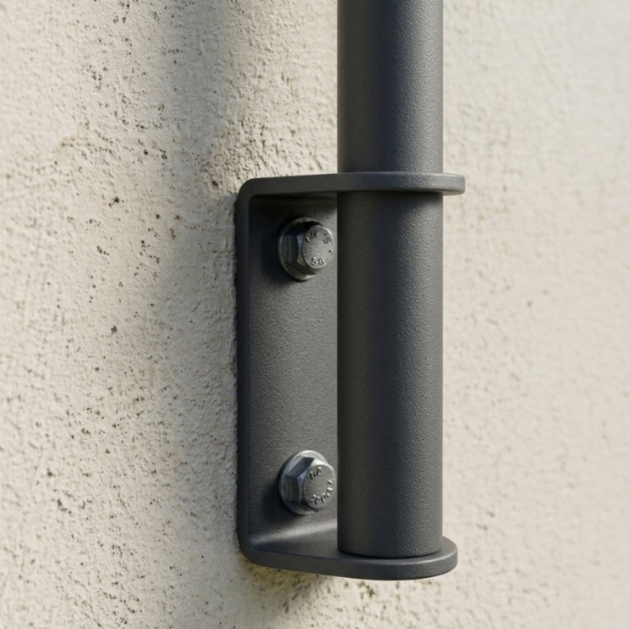 ECO Round Anthracite, Garde-corps plexi 2 tubes, fixation latérale