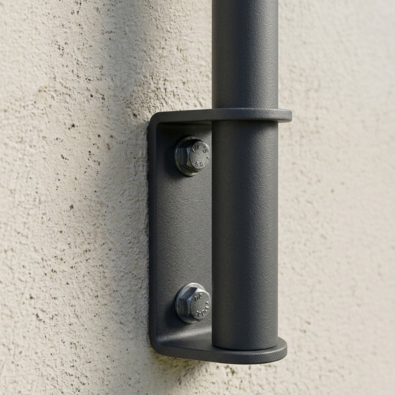 ECO Round Anthracite, Garde-corps plexi 2 tubes, fixation latérale