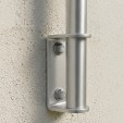 ECO Round Gris Inox, Poteau plexi 2 tubes, fixation latérale