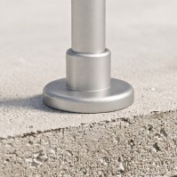 ECO Round Gris Inox, Poteau 5 tubes, fixation à plat
