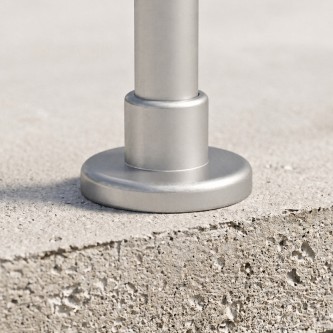 ECO Round Gris Inox, Poteau 5 tubes, fixation à plat