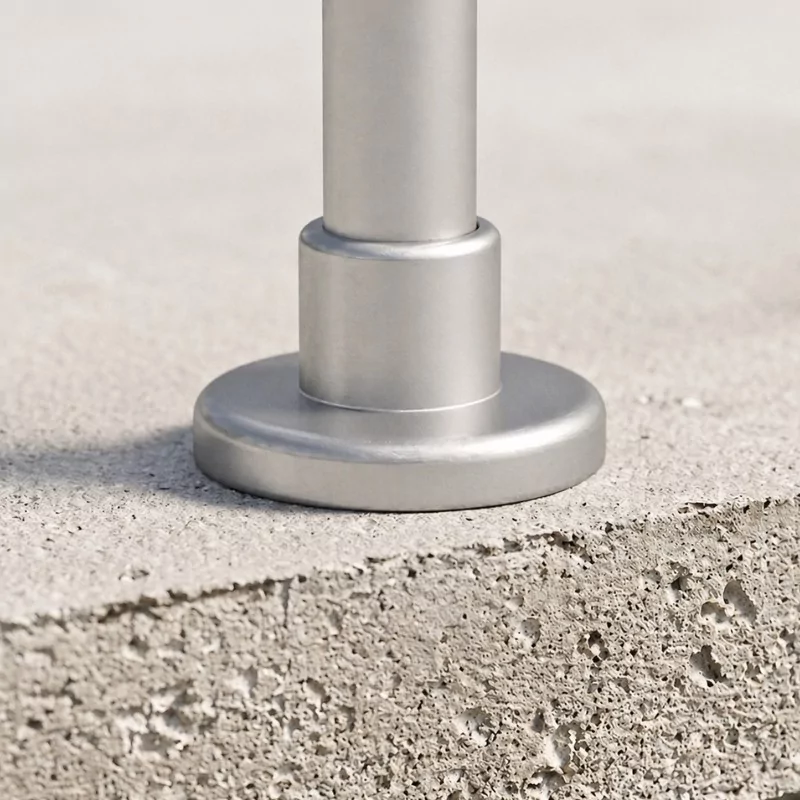 ECO Round Gris Inox, Garde-corps 5 tubes, fixation à plat