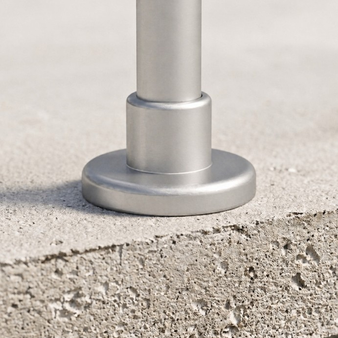 ECO Round Gris Inox, Garde-corps 5 tubes, fixation à plat