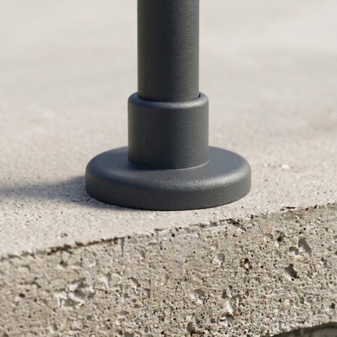 ECO Round Anthracite, Garde-corps 5 tubes, fixation à plat