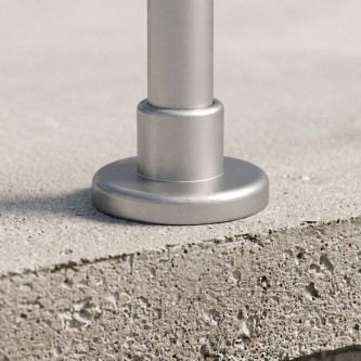 ECO Round Gris Inox, Poteau 8 tubes, fixation à plat
