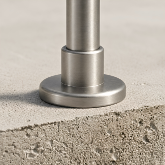 FIVE Railing Gris Inox, Garde-corps 5 tubes, fixation à plat