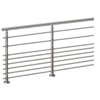 ECO Round Gris Inox, Garde-corps 8 tubes, fixation à plat