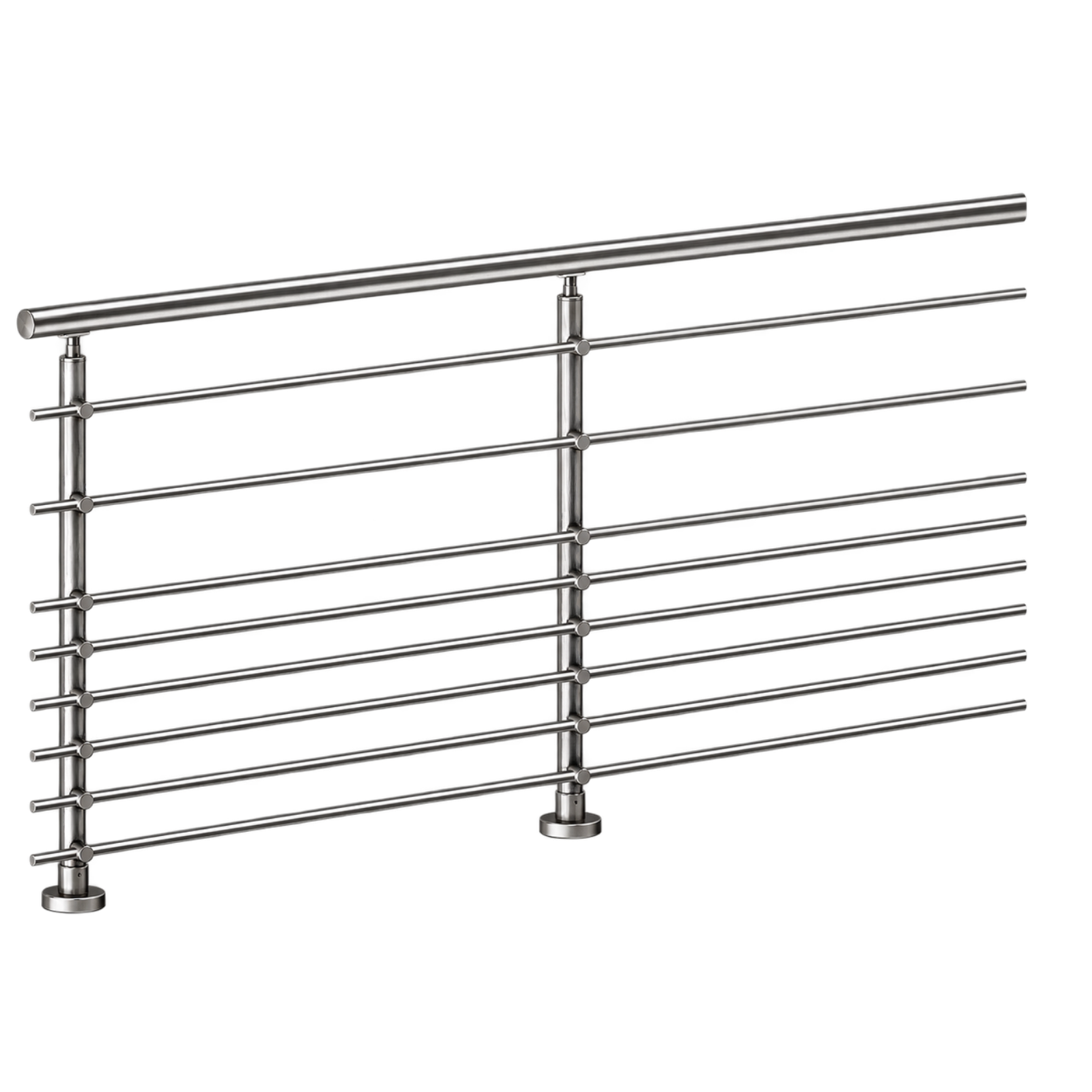 ECO Round Gris Inox, Garde-corps 8 tubes, fixation à plat