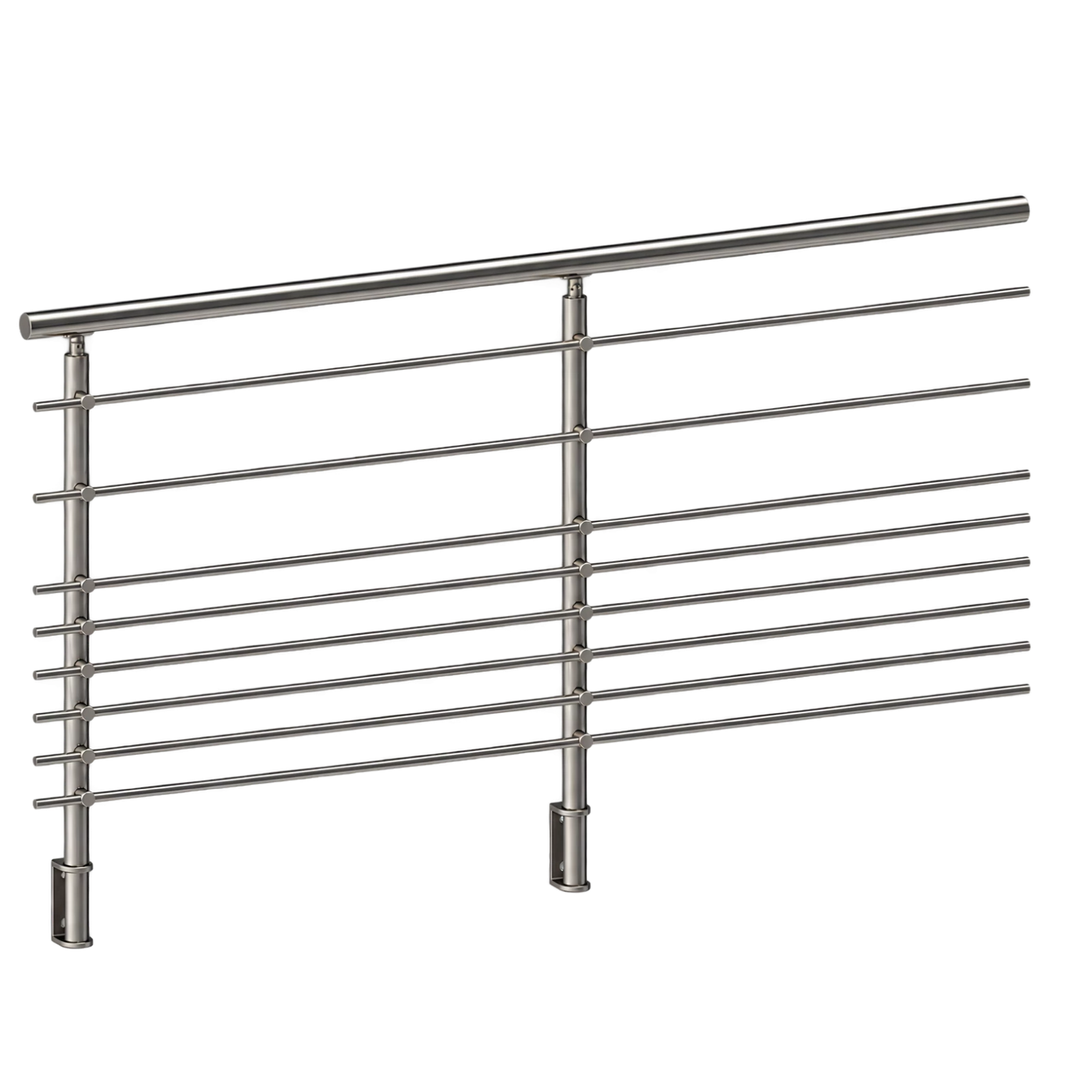 ECO Round Gris Inox, Garde-corps 8 tubes, fixation latérale