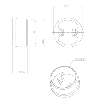 ECO/ELEGANT Round, Platine murale pour main-courante Ø50 mm