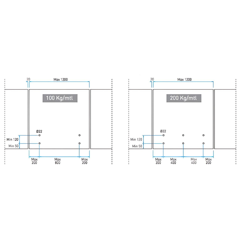 ELEGANT AL50, Point de fixation pour verre (Square)