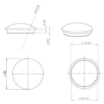 ECO/ELEGANT Round, Embout de finition pour main-courante Ø50 mm