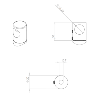 ECO Round, Support orientable de tube Ø16 mm 