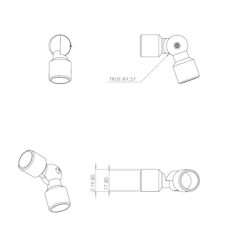 ECO Round, Coude articulé pour tube Ø16 mm