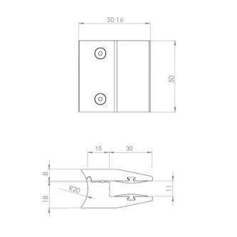 ELEGANT Round, Pince à verre pour poteau Ø40 mm